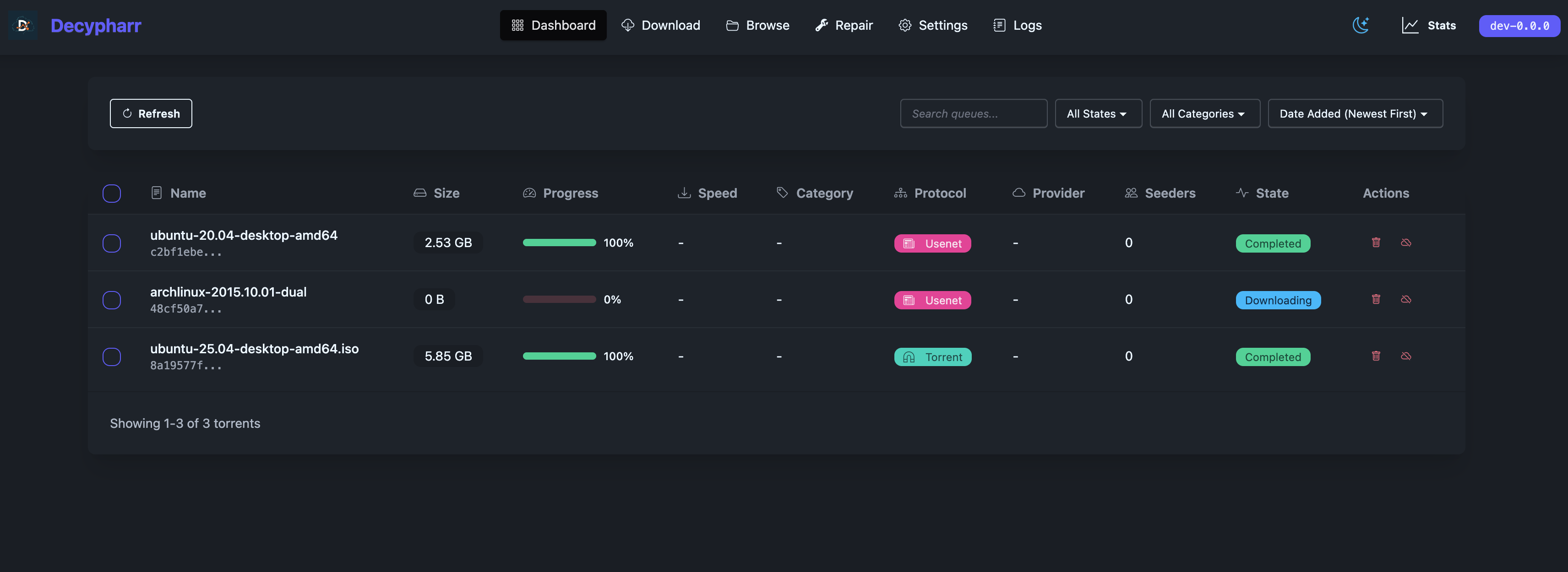 Decypharr landing page preview